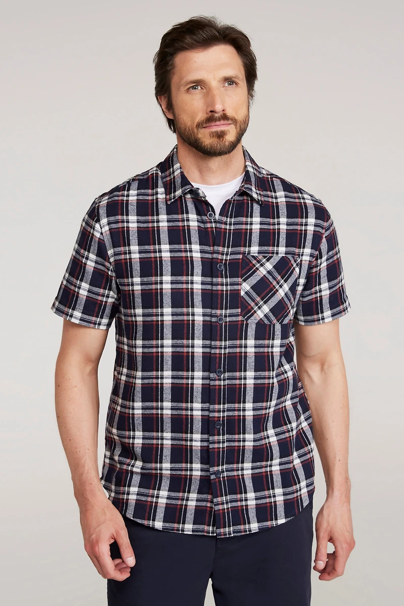 Trace Mens Flannel Short Sleeve Shirt