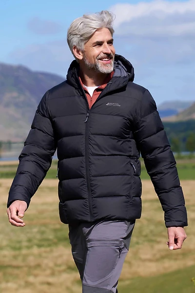 Stratus Mens Packable Hooded Down Jacket