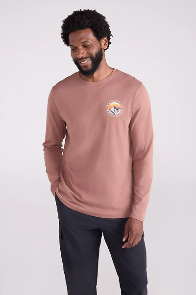 Circle Mountain Sunset Graphic Long Sleeve T-Shirt