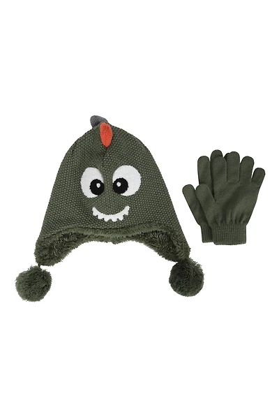 Dragon Kids Fur Lined Trapper and Glove Set