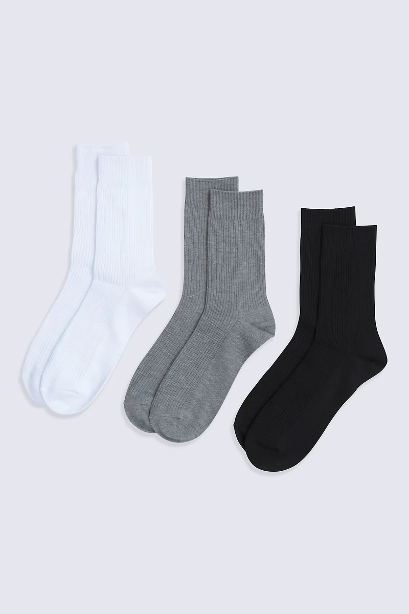 Flynn Mens Ribbed Mid Calf Socks- 3 Pack