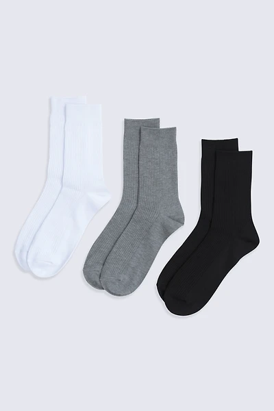 Flynn Mens Ribbed Mid Calf Socks- 3 Pack
