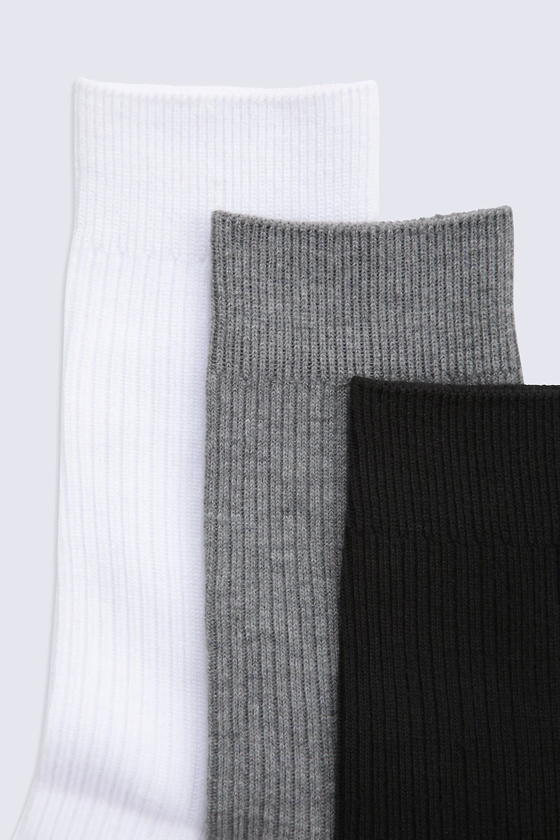 Flynn Mens Ribbed Mid Calf Socks- 3 Pack