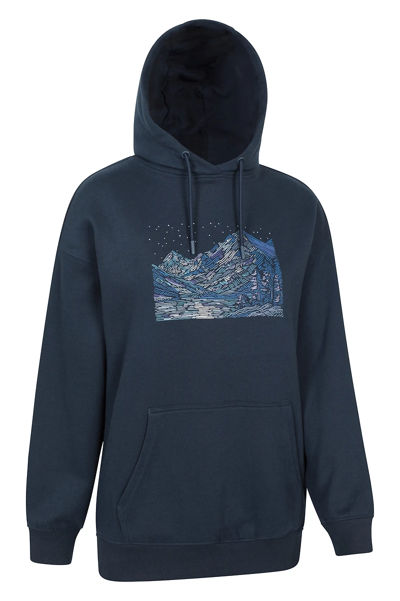 Printed Nightscape Womens Relaxed Fit Hoodie