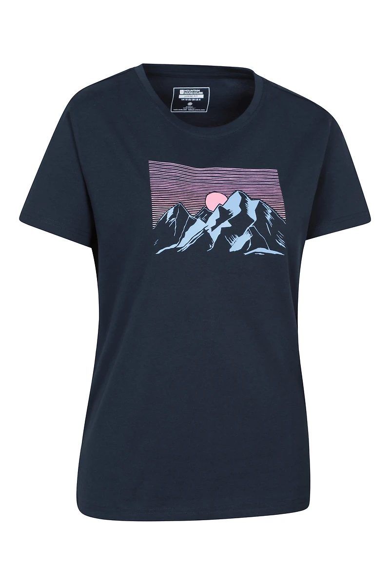 Printed Womens Tech Mountain Loose Fit T-Shirt
