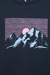Printed Womens Tech Mountain Loose Fit T-Shirt