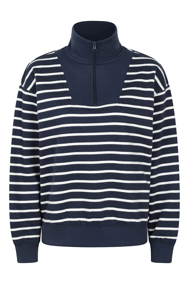 Naiper Womens Zip Neck Drop Shoulder Sweatshirt