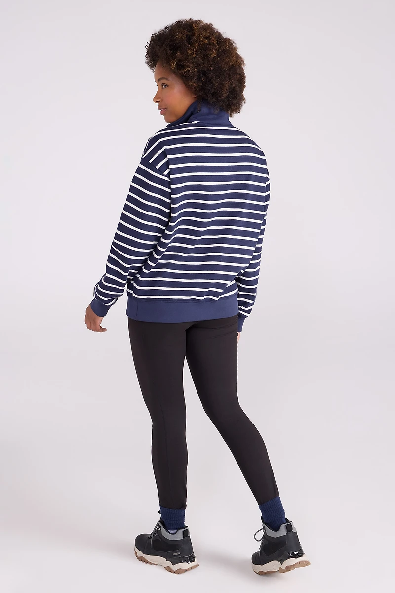 Naiper Womens Zip Neck Drop Shoulder Sweatshirt