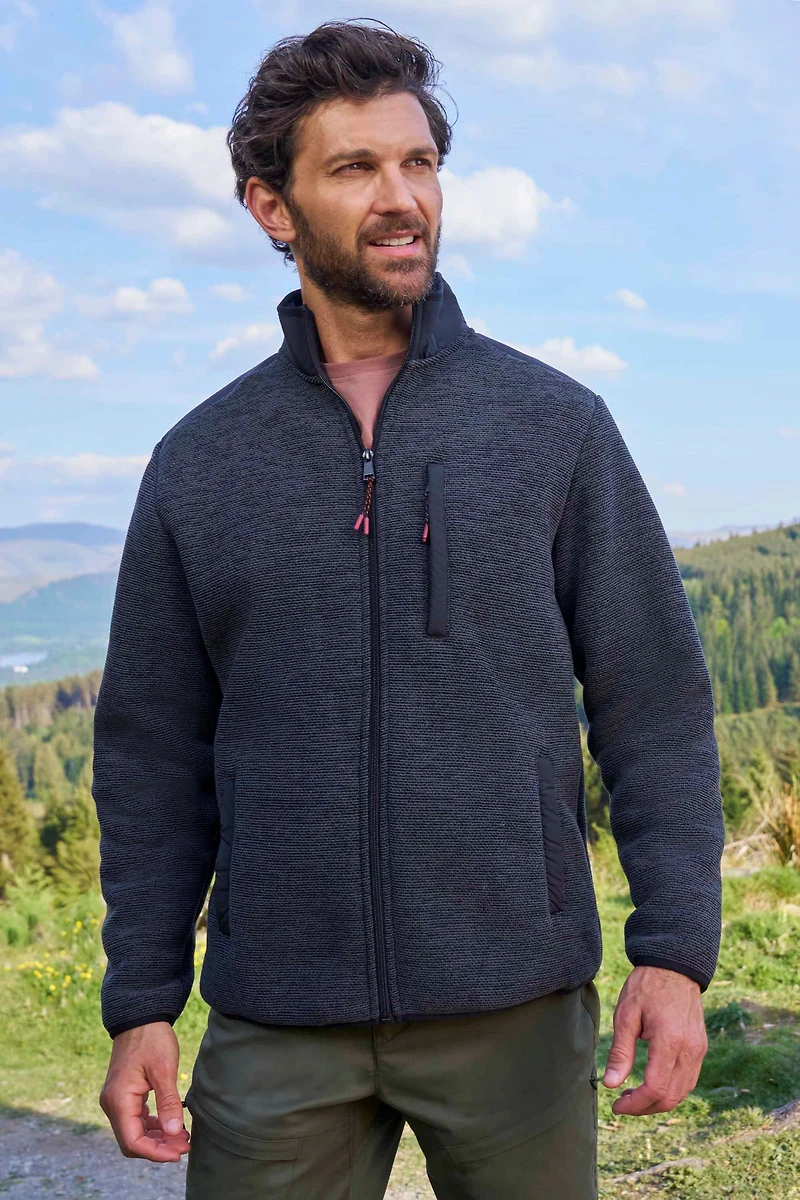 Hayfield Mens Fur Lined Full Zip Fleece