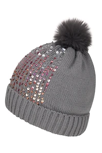 Sequin Kids Fleece Lined Pom Beanie