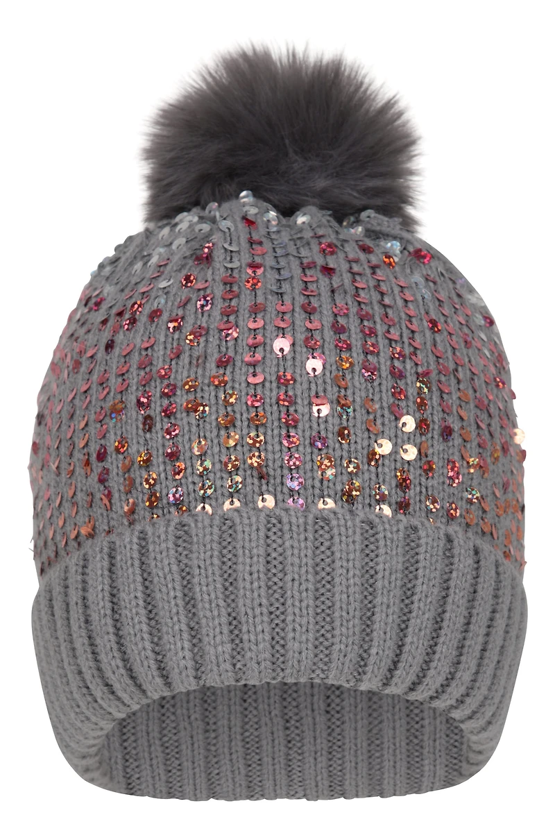 Sequin Kids Fleece Lined Pom Beanie