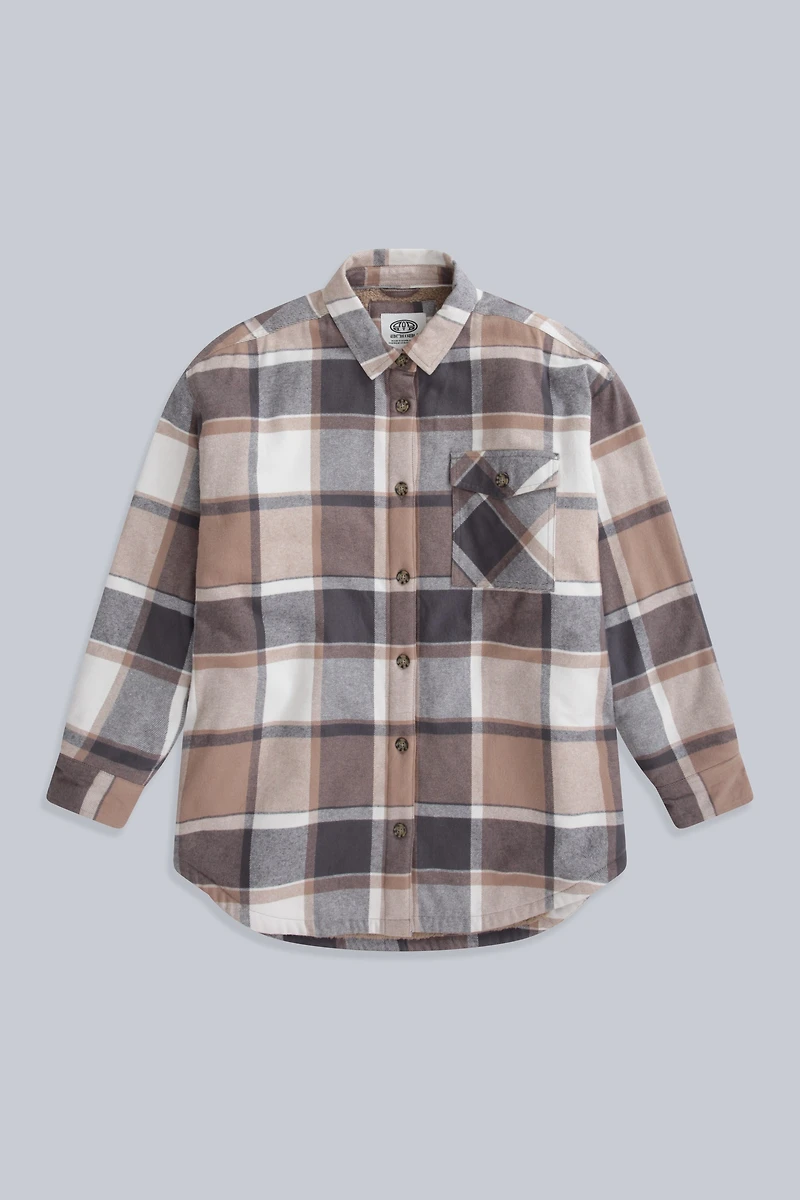 Megan Womens Borg-Lined Boxy Shirt