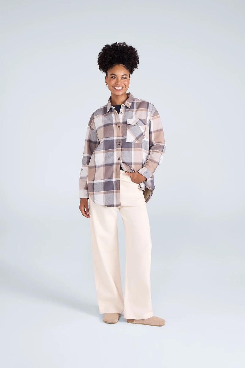 Megan Womens Borg-Lined Boxy Shirt