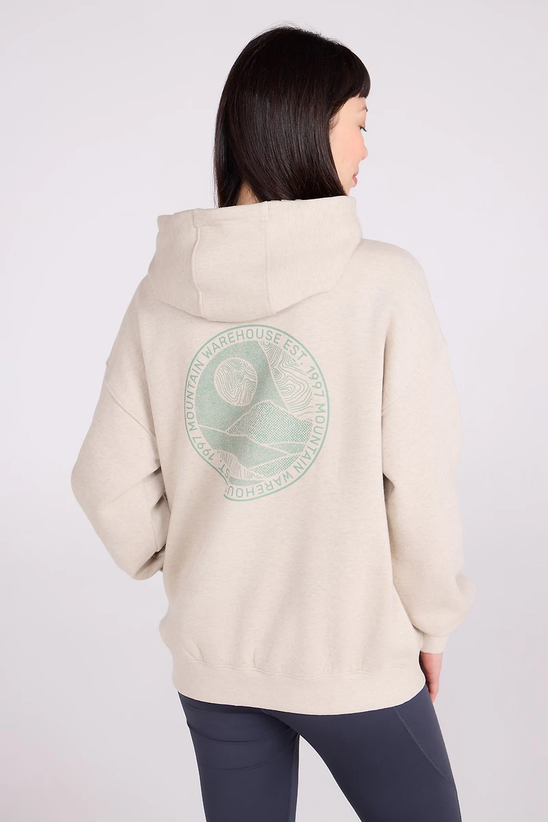 Printed Mountain Collage Womens Relaxed Fit Hoodie