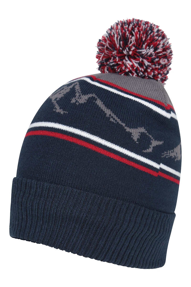 Mens Fur Lined Pom Beanie