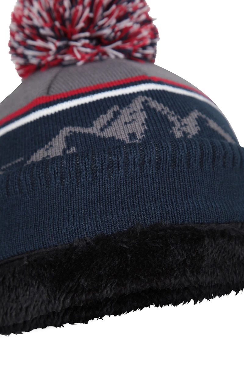 Mens Fur Lined Pom Beanie
