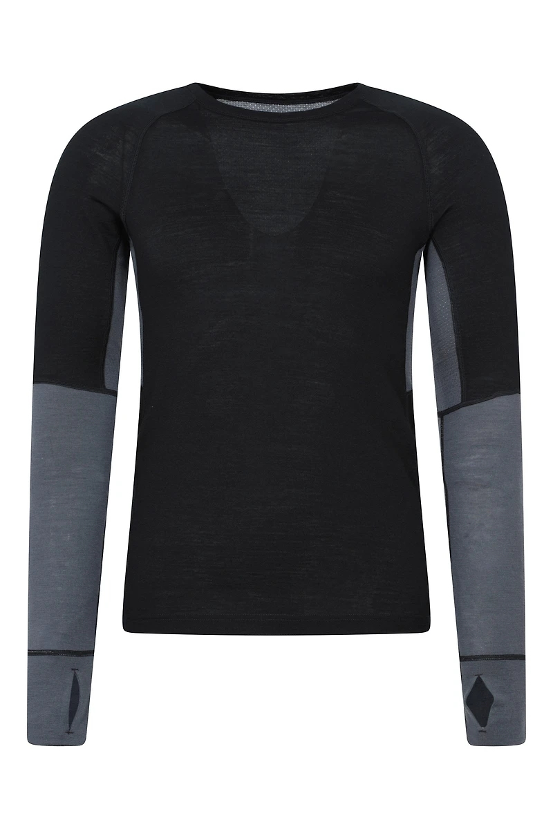 Panelled Extreme Merino Longsleeve Round Neck Top