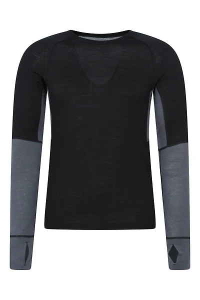 Panelled Extreme Merino Longsleeve Round Neck Top