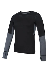 Panelled Extreme Merino Longsleeve Round Neck Top
