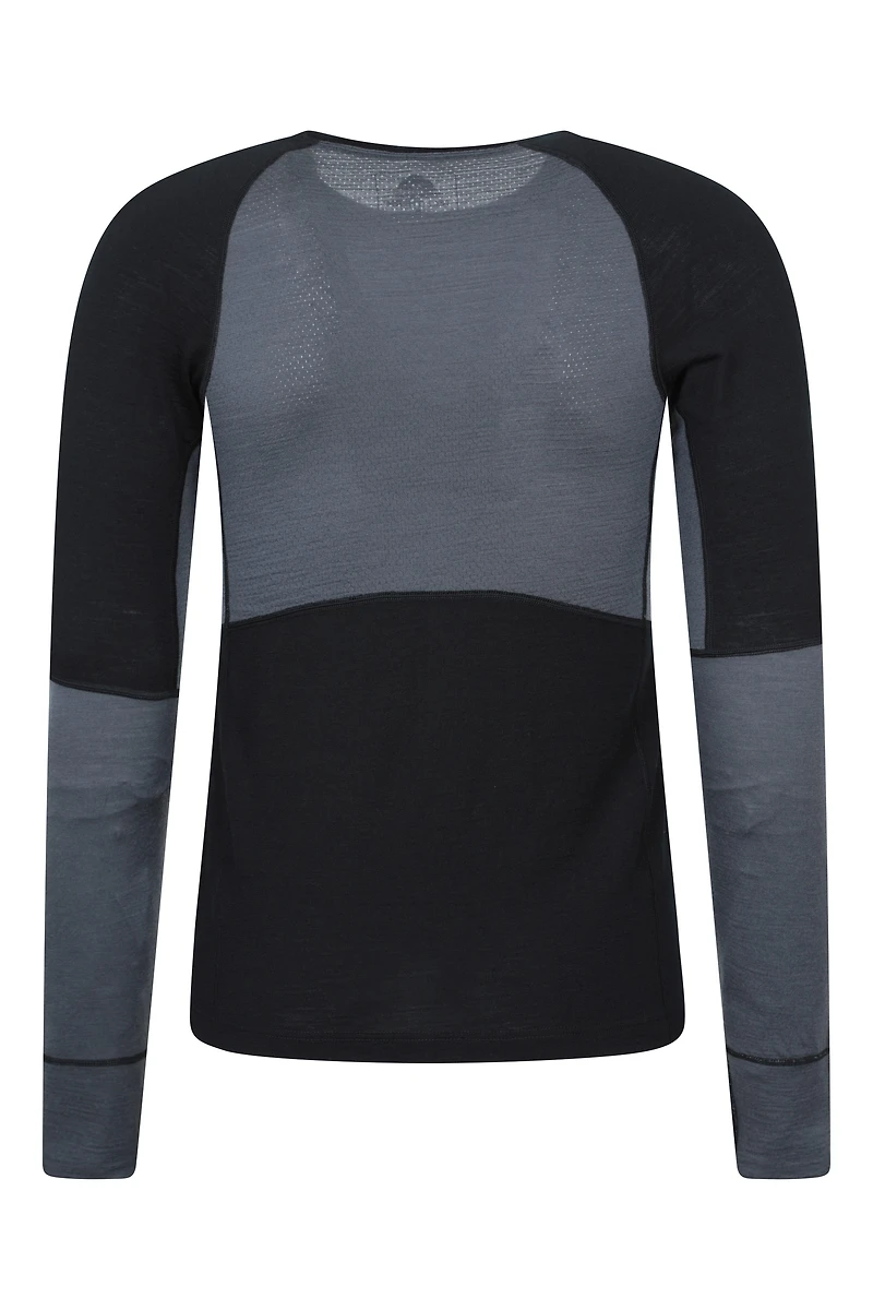 Panelled Extreme Merino Longsleeve Round Neck Top