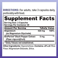 Magnesium Glycinate Veggie Caps 420mg 90ct