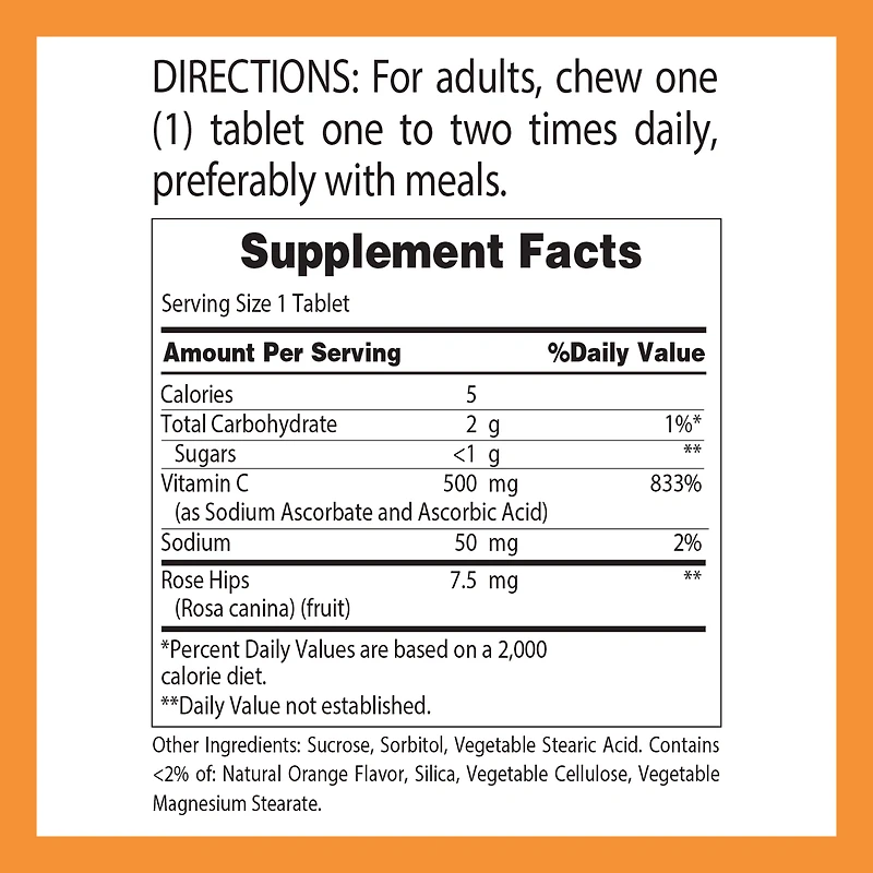 Vitamin C 500MG 250 Chewable Tablets
