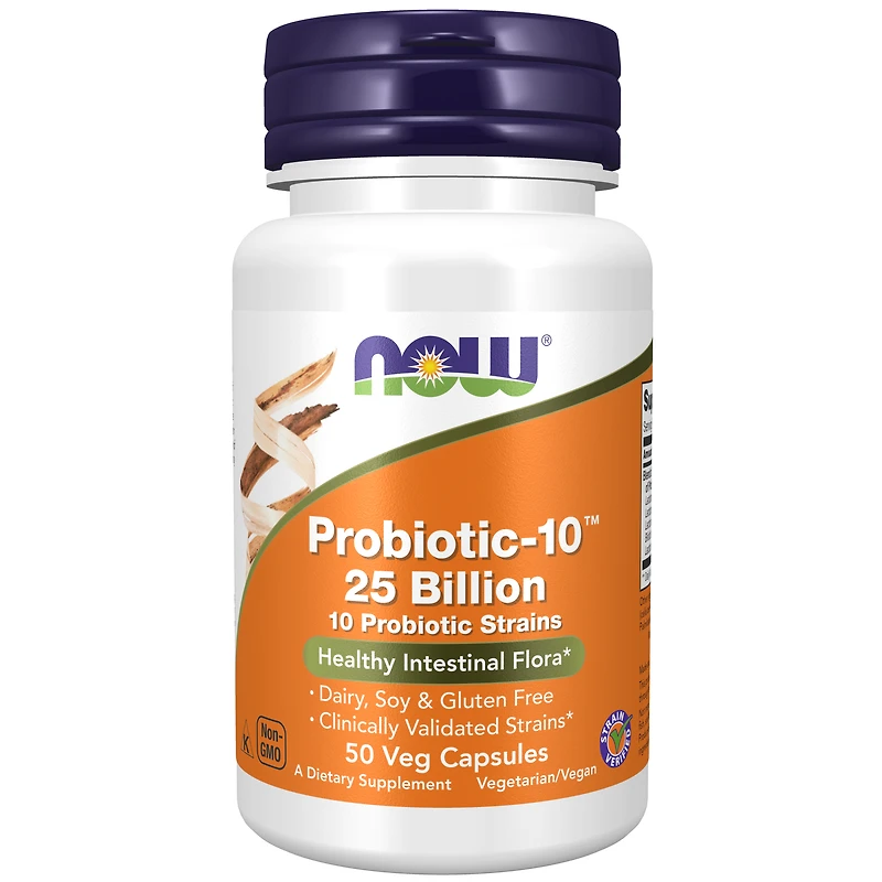 Probiotic-10™, 25 Billion, with 10 Probiotic Strains, Dairy, Soy and Gluten Free, Strain Verified, 50 Veg Capsules