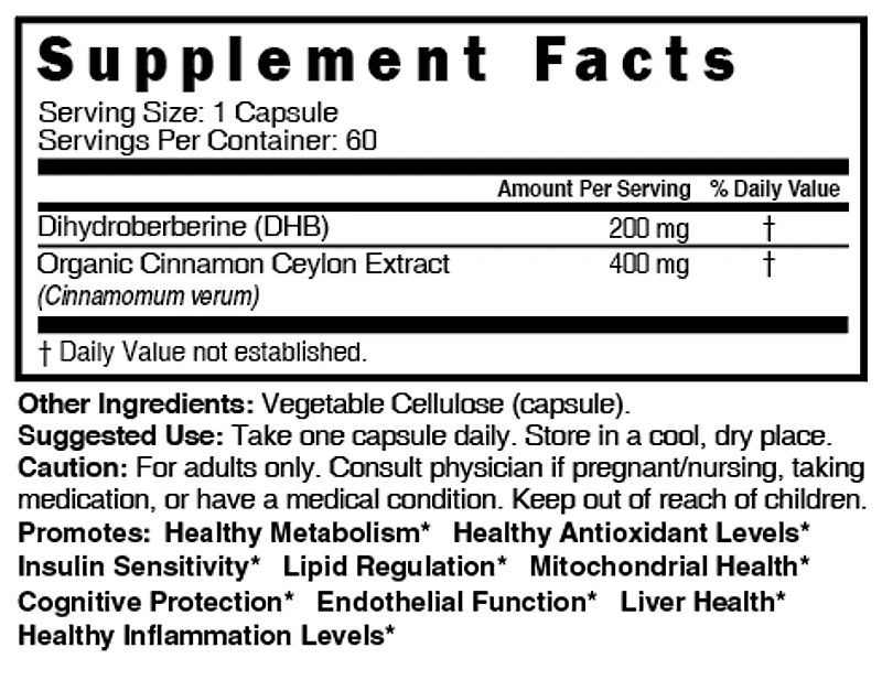Dihydro-Berberine Cinnamon Ceylon 200mg