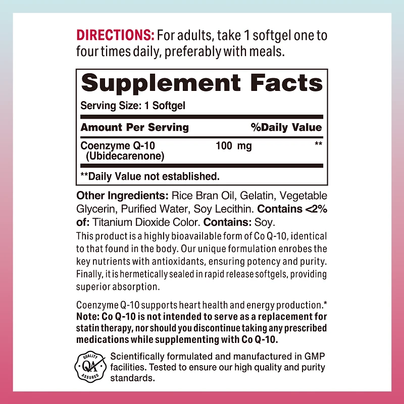Co Q-10 100MG Rapid Release Softgels