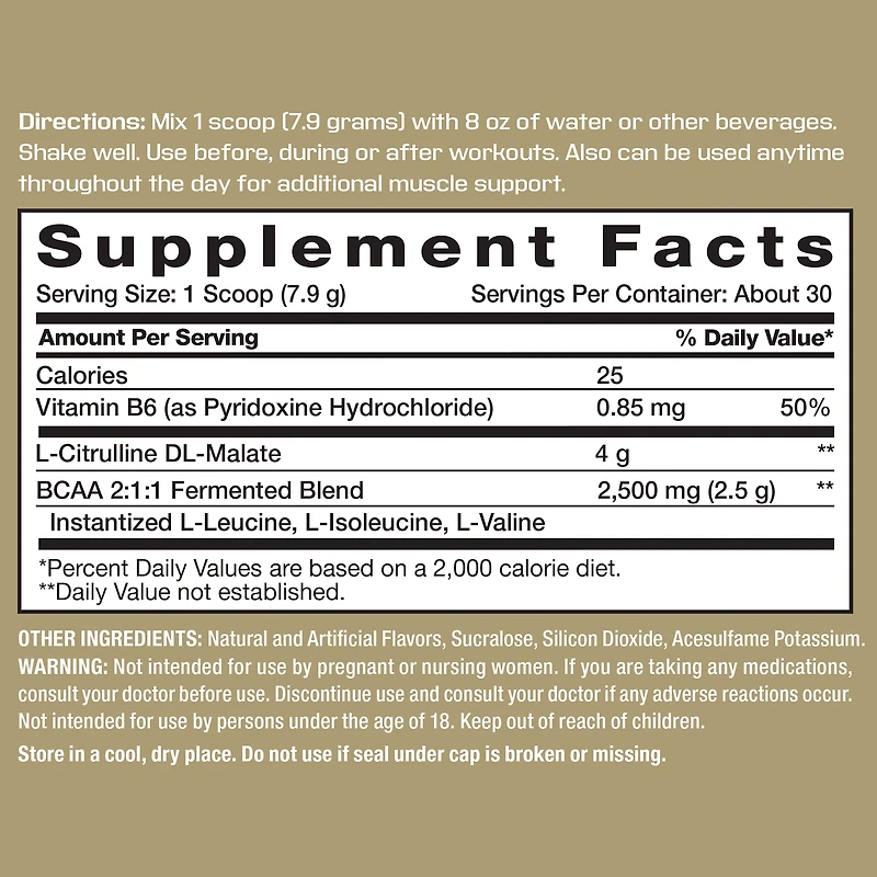 BCAA + Citrulline - Fruit Punch (30 Servings)