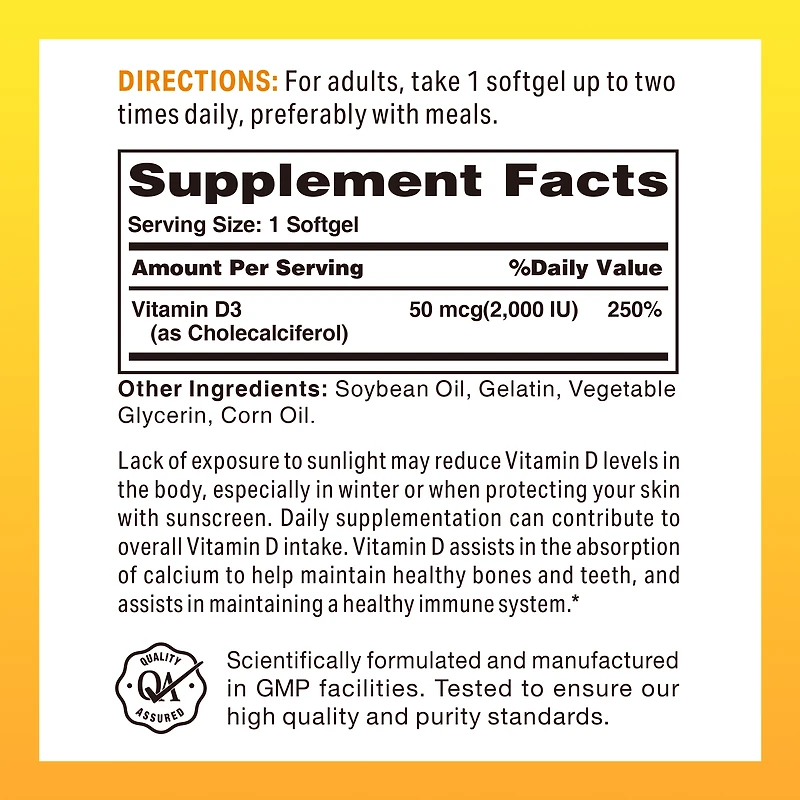 Vitamin D3 Rapid Release Softgels