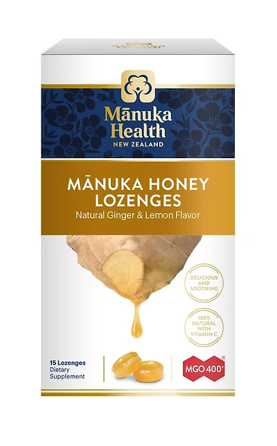 Manuka Honey MGO 400+ Ginger & Lemon 15ct Lozenges