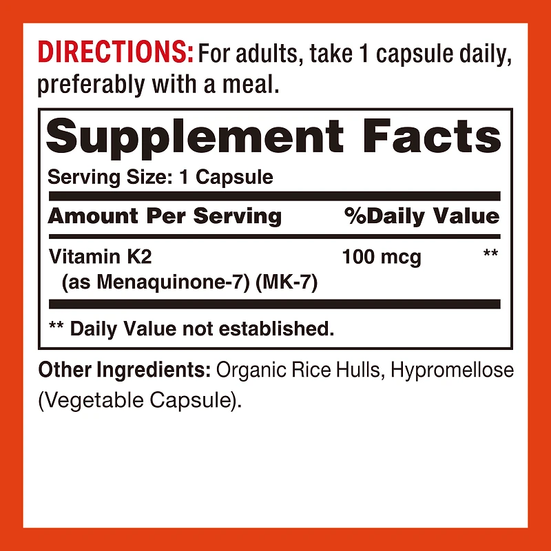 Vitamin K2 (MK-7) 100MCG – 60 Vegetarian Capsules