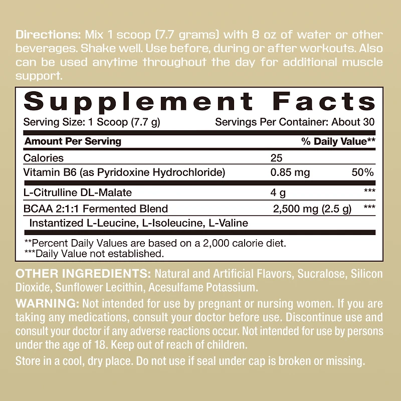 BCAA + Citrulline - Citrus Orange Lemonade (30 Servings)