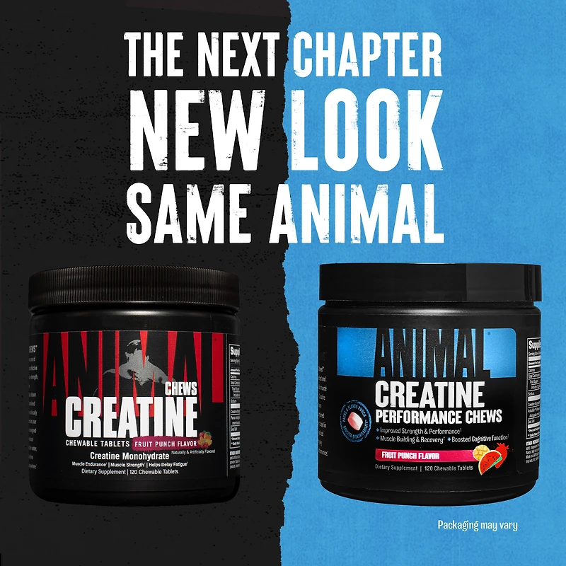 Universal Nutrition Animal Creatine Chews on-the-Go Chewable Tablets, Fruit Punch