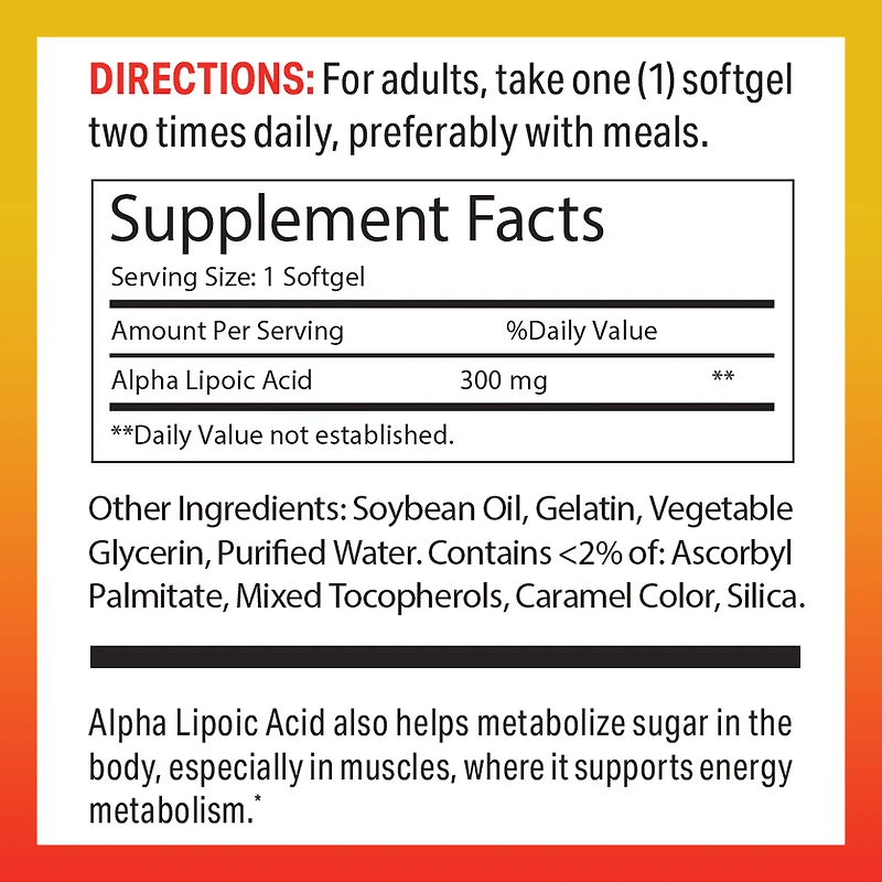 Alpha Lipoic Acid 300 mg.