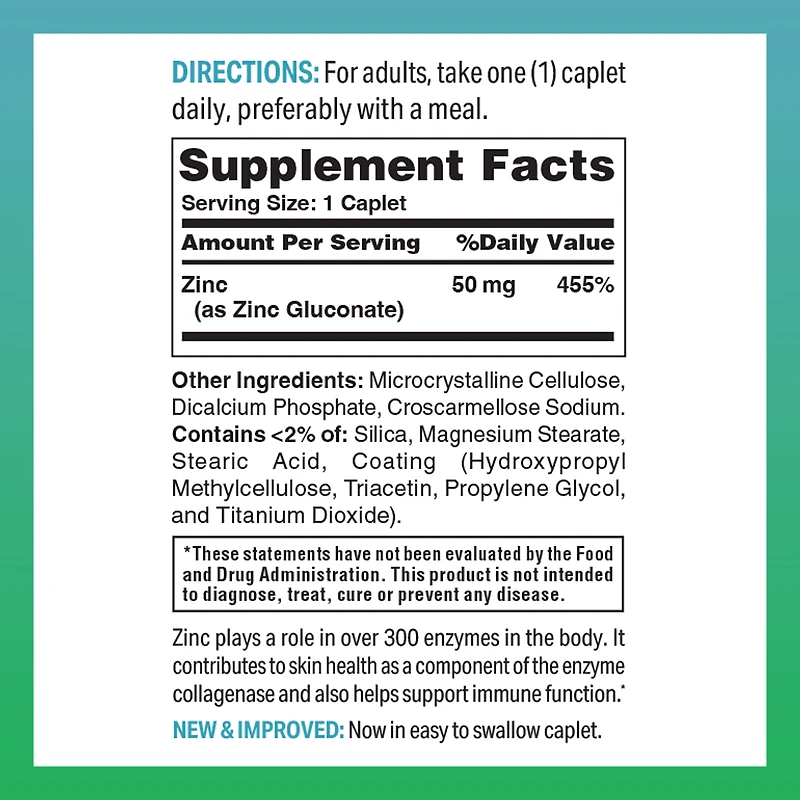 Chelated Zinc 50 mg.