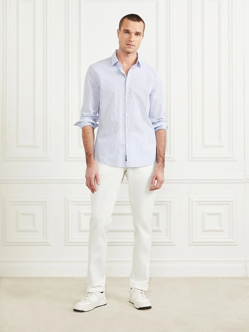 Seersucker Italian Notched Cuff Shirt