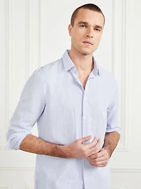 Seersucker Italian Notched Cuff Shirt