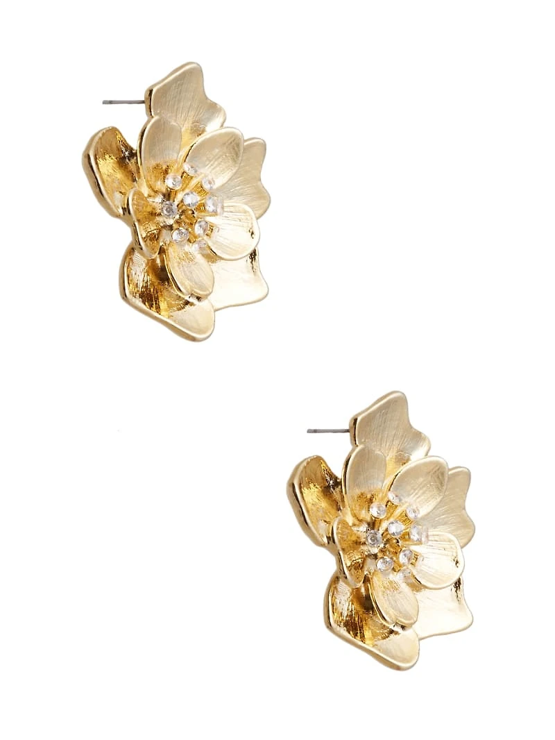 Gold-Tone Flower Stud Earring