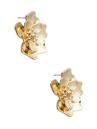Gold-Tone Flower Stud Earring