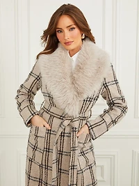 Charlize Sequin Plaid Wrap Coat