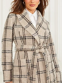 Charlize Sequin Plaid Wrap Coat