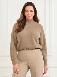 Denise Mock-Neck Ribbed Sweater