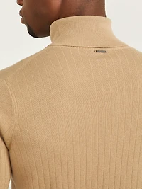 Turtleneck Wool-Blend Ribbed Sweater