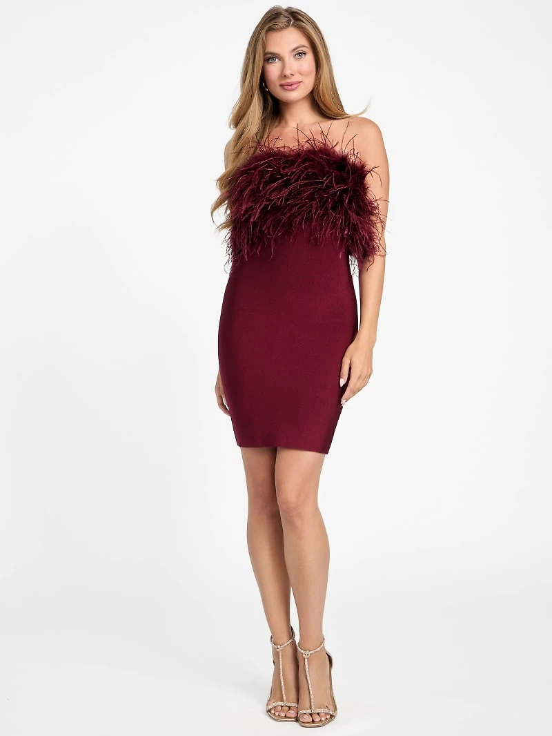 Evita Feather Bandage Dress