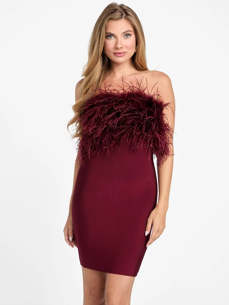 Evita Feather Bandage Dress