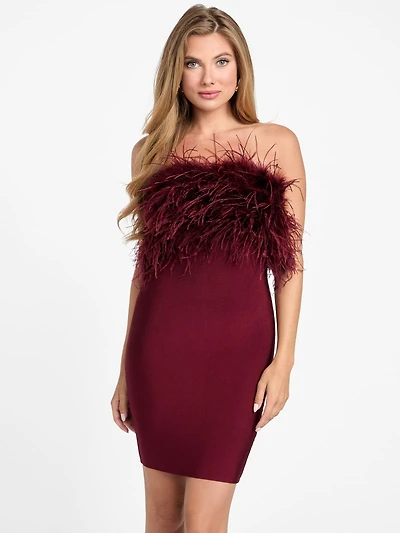 Evita Feather Bandage Dress