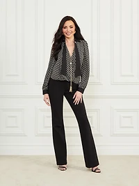 Freda Printed Chain Scarf Blouse