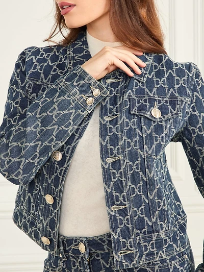 Bea Monogram Denim Trucker Jacket